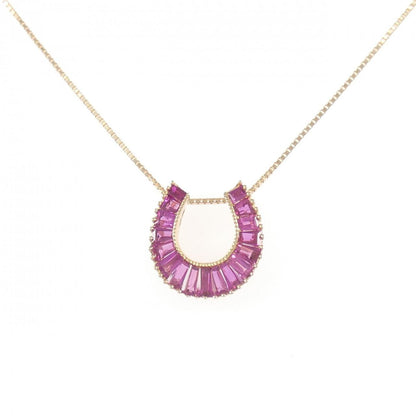 Au750ピンクゴールド ホースシュー ルビー1.26CT ネックレス