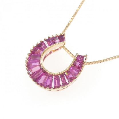 Au750ピンクゴールド ホースシュー ルビー1.26CT ネックレス