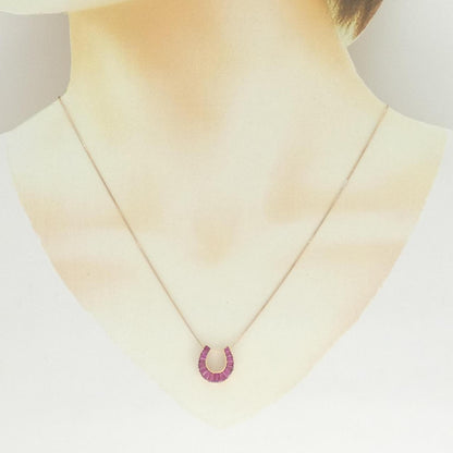 Au750ピンクゴールド ホースシュー ルビー1.26CT ネックレス