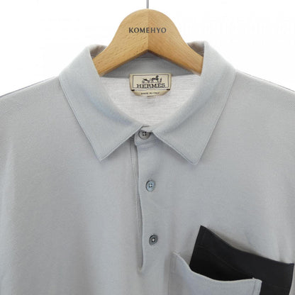 エルメス カシミヤ混ラムレザー半袖ポロシャツ XL