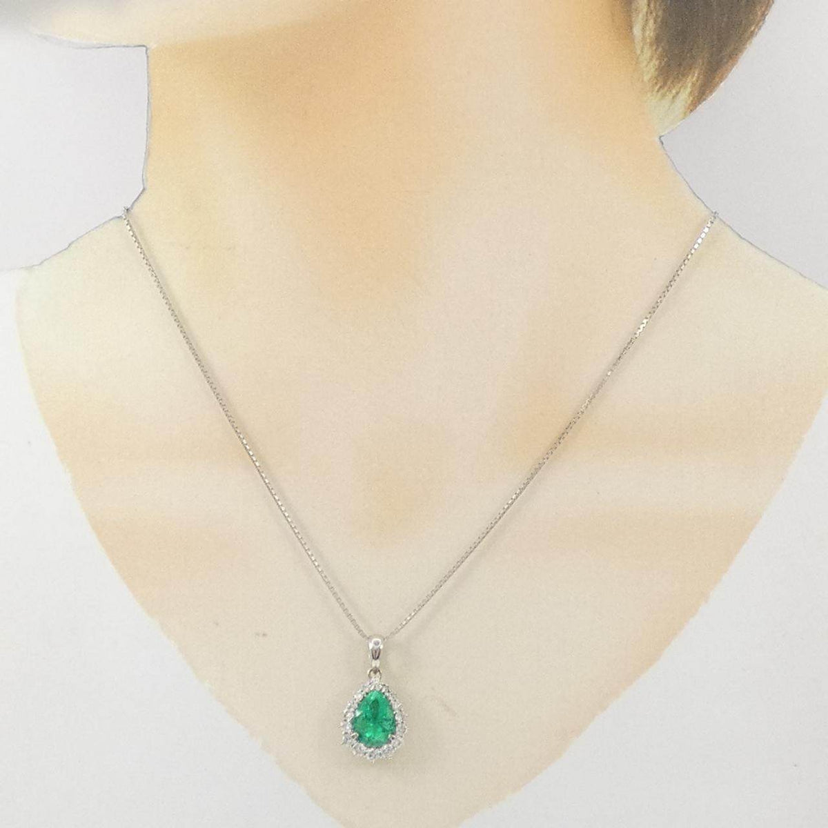 プラチナ PT900 PT850 エメラルド ダイヤモンド ネックレス