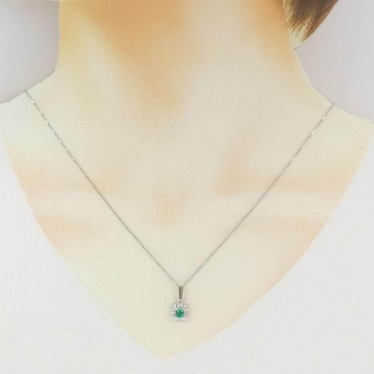 プラチナ PT900 PT850 エメラルド ダイヤモンド ネックレス