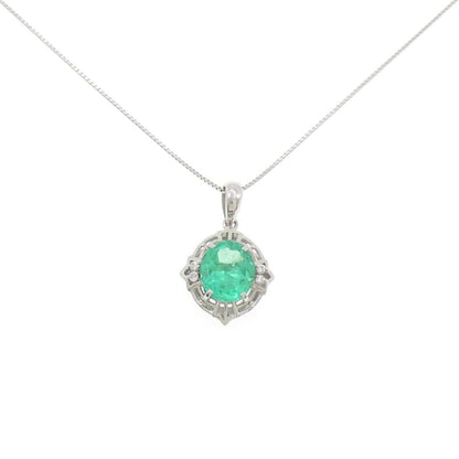 プラチナ 2.180CT エメラルド ダイヤモンド ネックレス