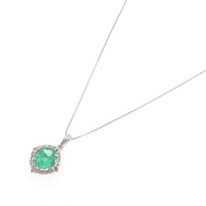 プラチナ 2.180CT エメラルド ダイヤモンド ネックレス