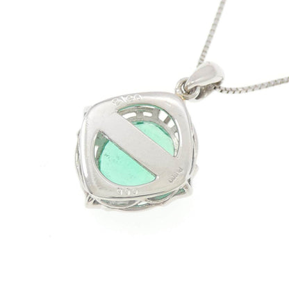 プラチナ 2.180CT エメラルド ダイヤモンド ネックレス