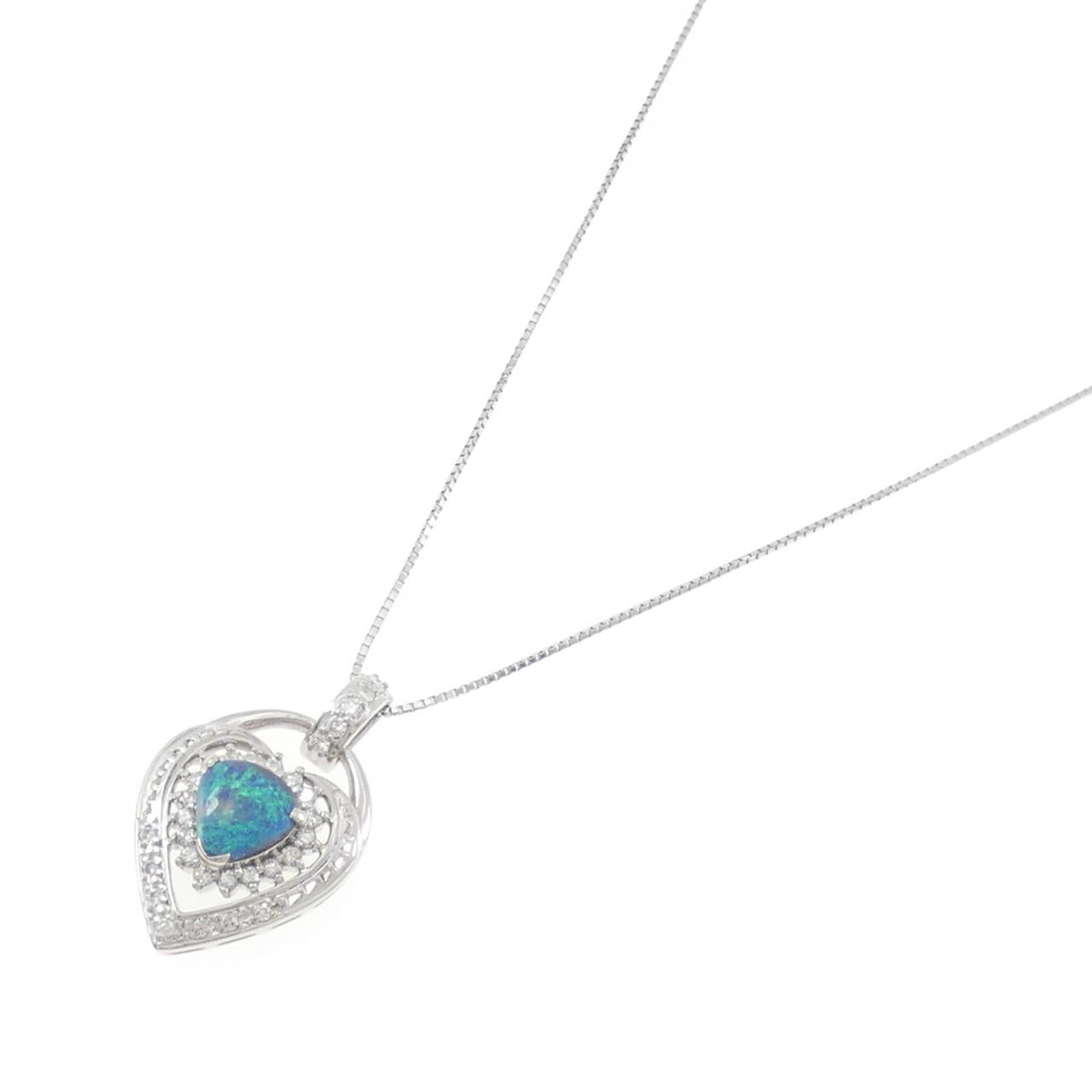 プラチナ ブラックオパール ダイヤモンド ネックレス