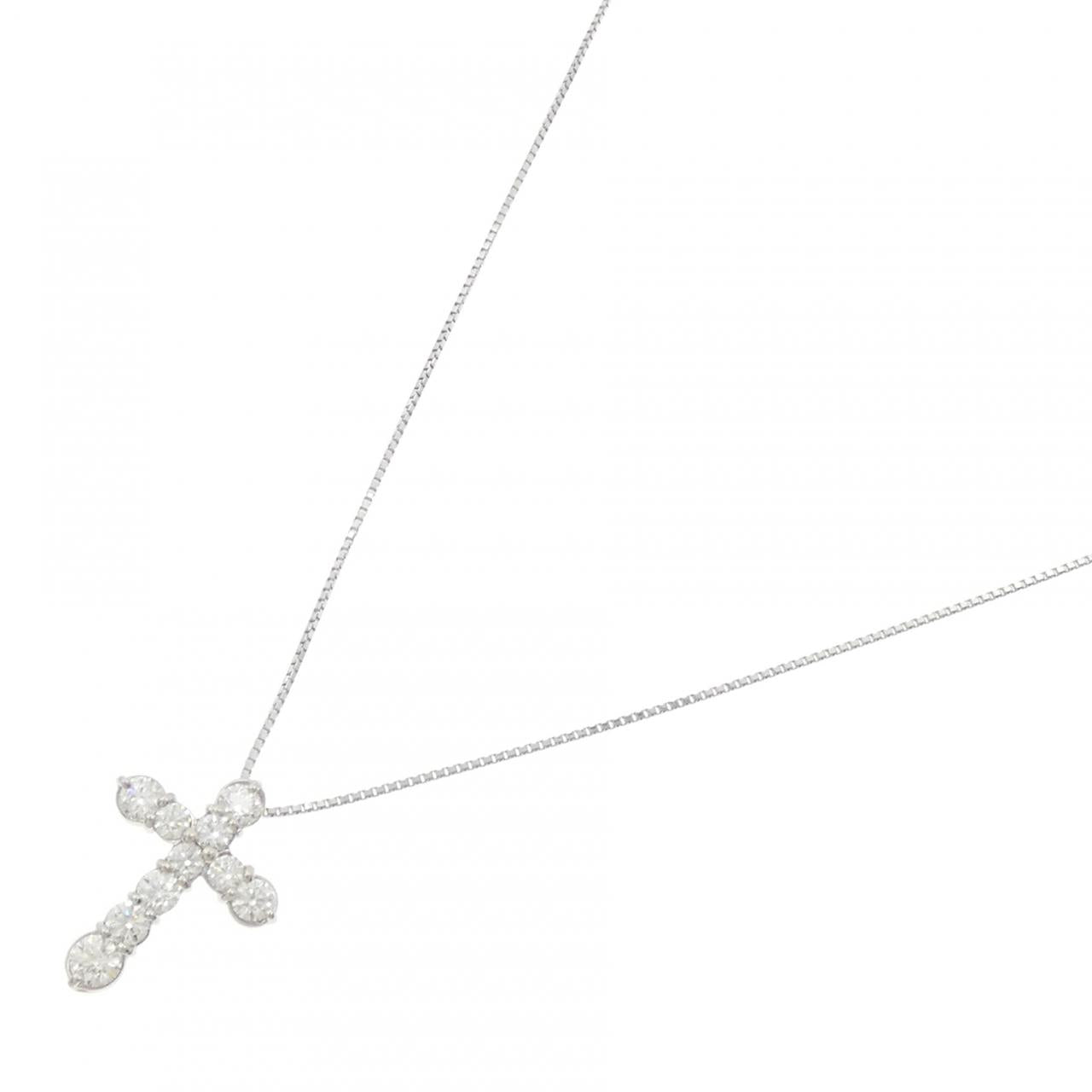 PT900 PT850 クロス 1.02ct ダイヤモンドネックレス