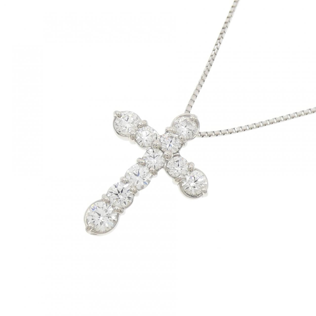 PT900 PT850 クロス 1.02ct ダイヤモンドネックレス