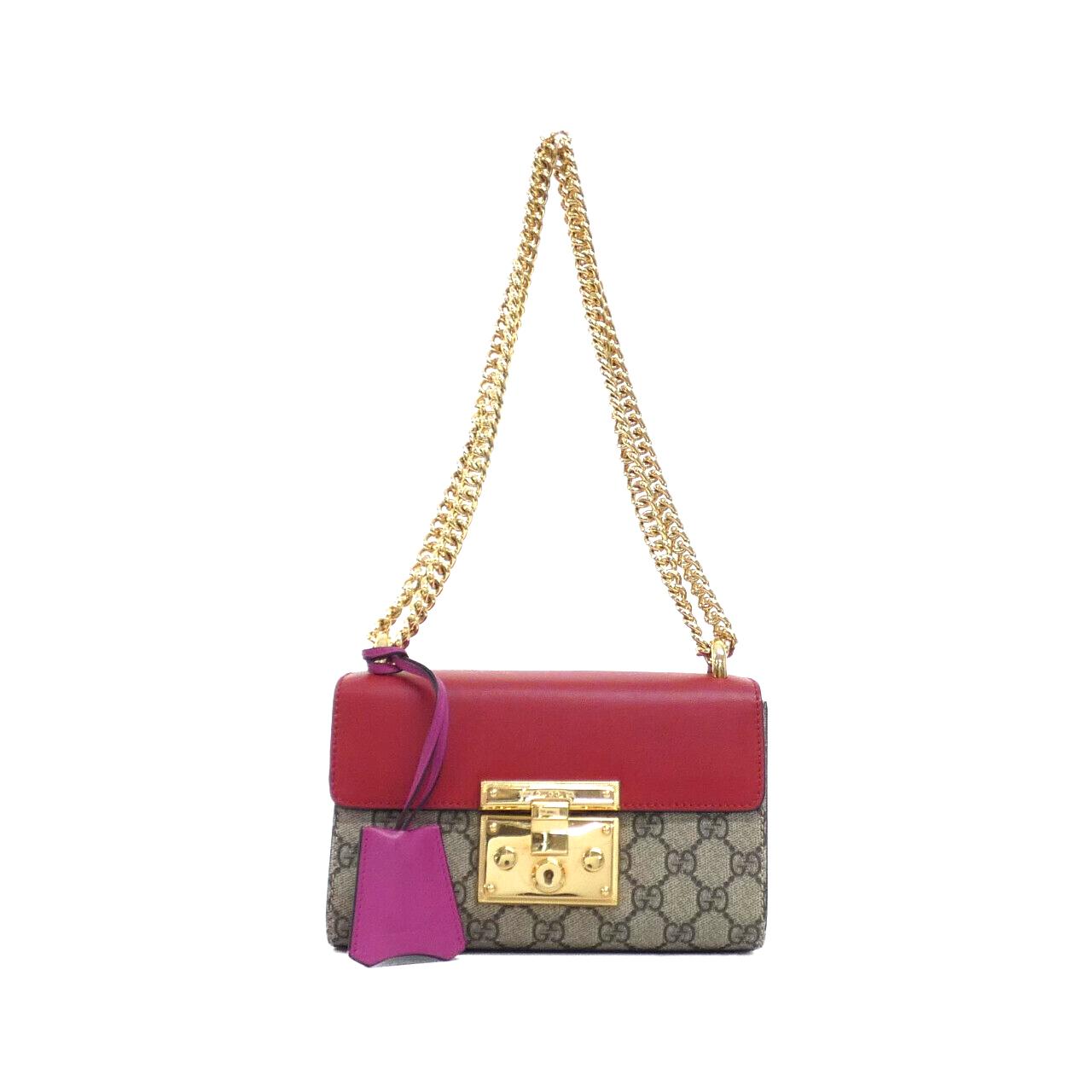 グッチ PADLOCK GGスプリームキャンバス レザー ショルダーバッグ