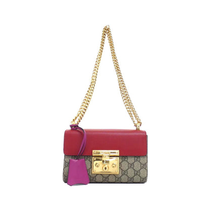 グッチ PADLOCK GGスプリームキャンバス レザー ショルダーバッグ