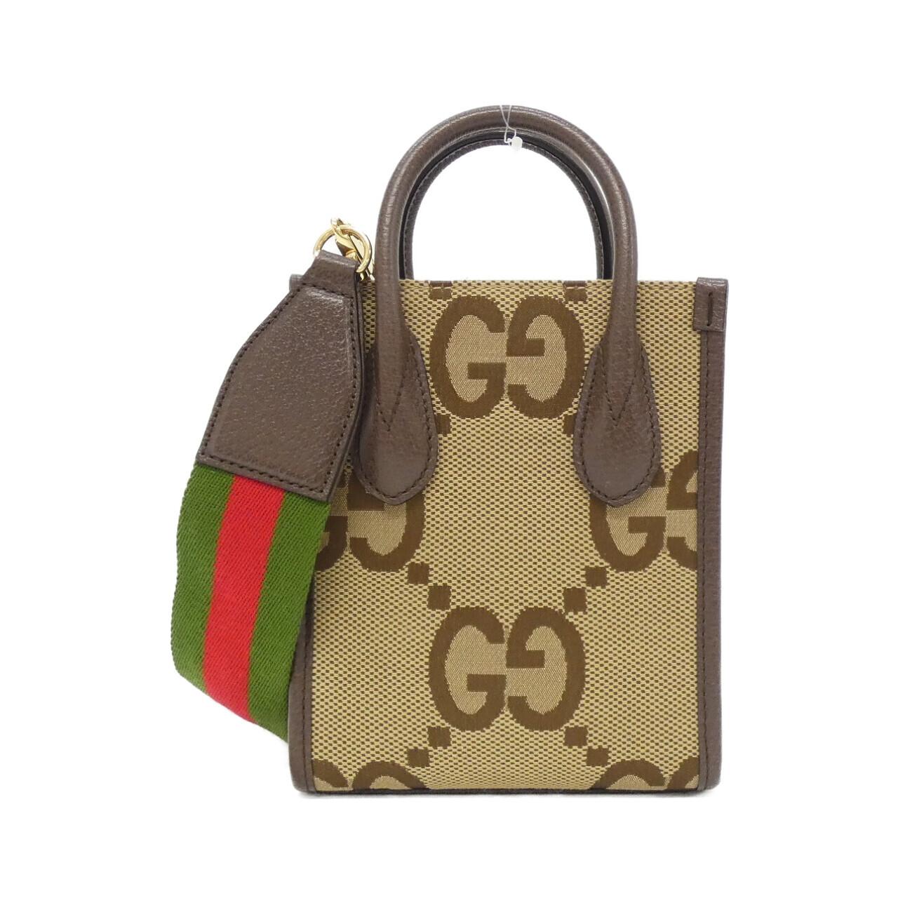 グッチ ジャンボGGキャンバス レザー ショルダーバッグ