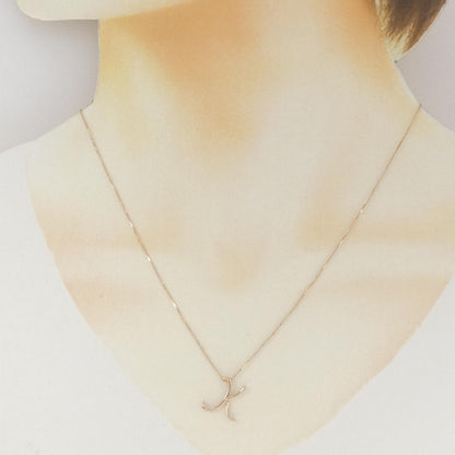 K10ピンクゴールドイニシャルKダイヤモンドネックレス