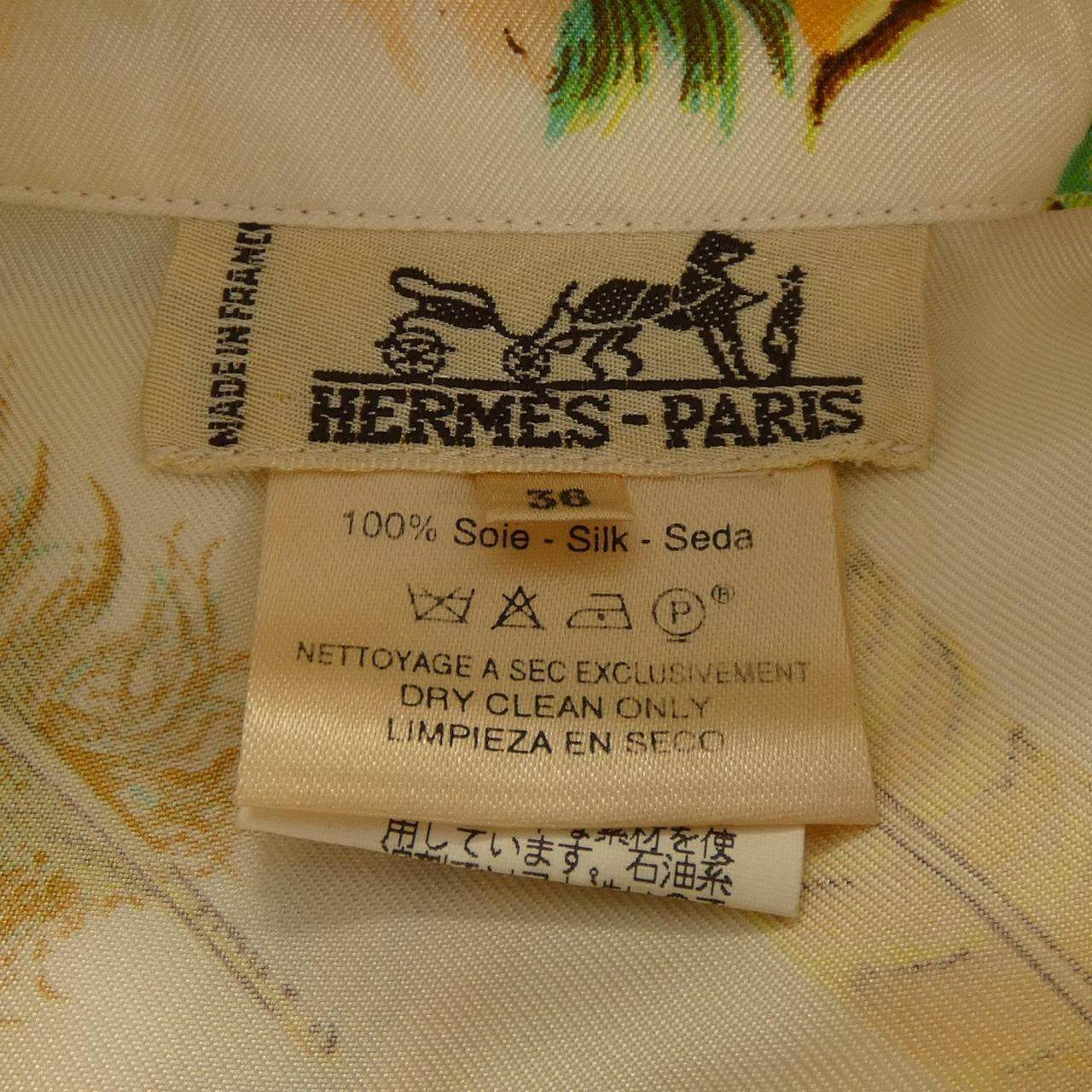 エルメス PLUMES シルクシャツ
