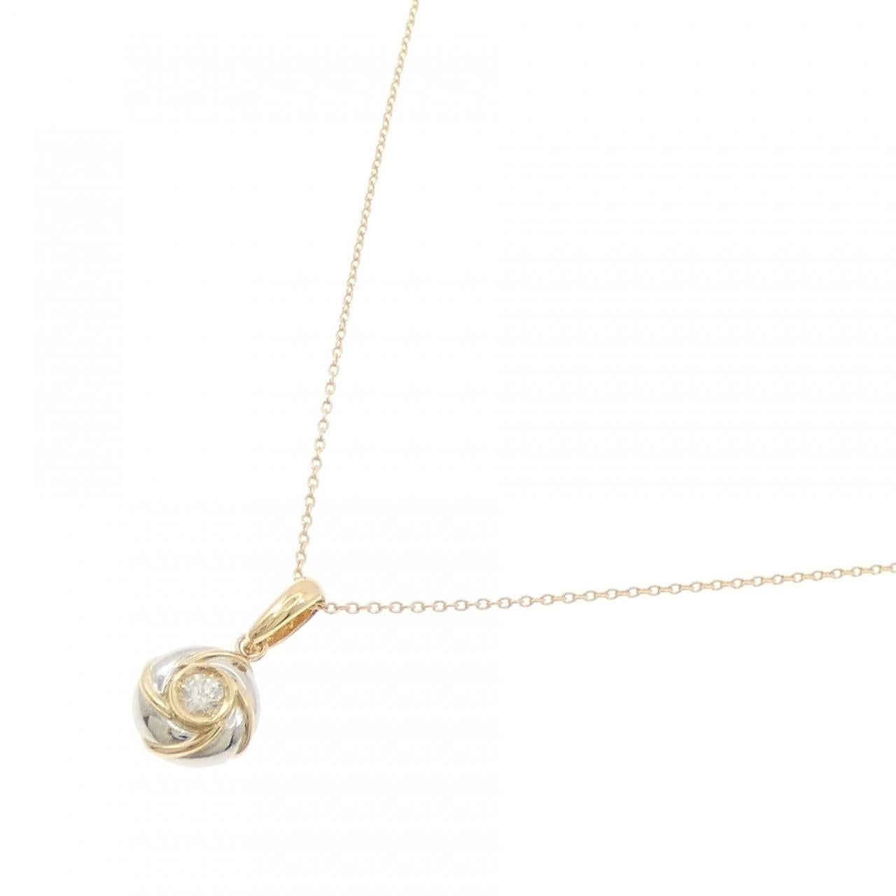 K18イエローゴールドプラチナ900ダイヤモンドネックレス