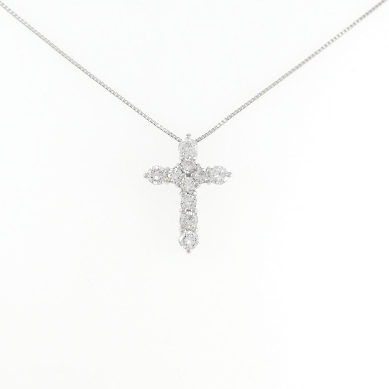 プラチナPT850 クロス 1.02CT ダイヤモンドネックレス