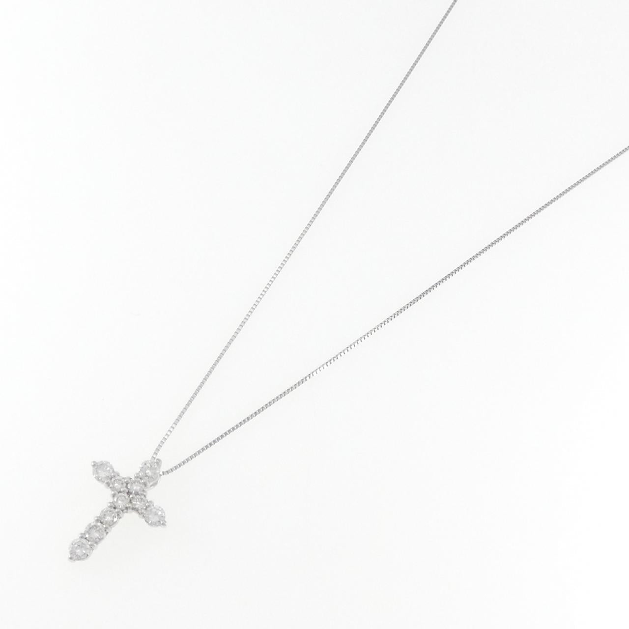 プラチナPT850 クロス 1.02CT ダイヤモンドネックレス