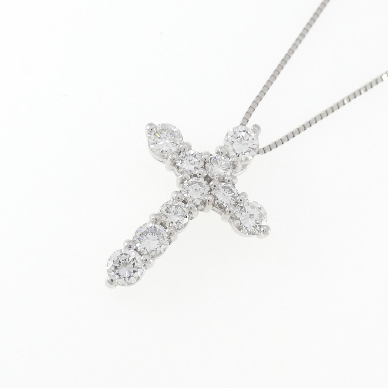 プラチナPT850 クロス 1.02CT ダイヤモンドネックレス