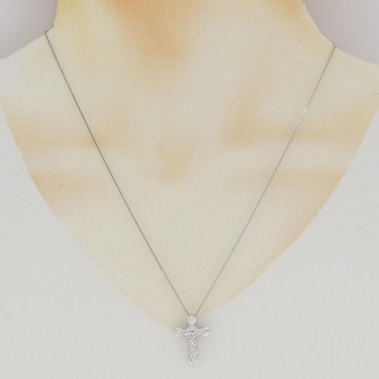 プラチナPT850 クロス 1.02CT ダイヤモンドネックレス