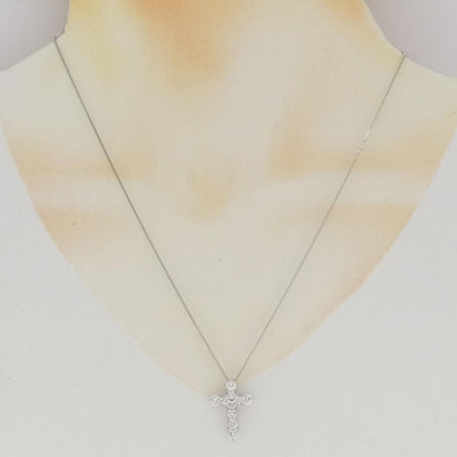 プラチナPT850 クロス 1.02CT ダイヤモンドネックレス