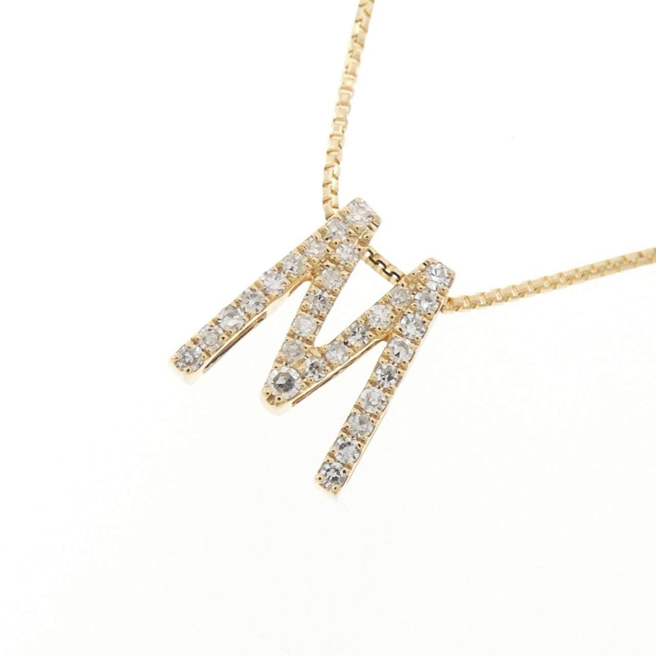 Au750 イニシャルM ダイヤモンドネックレス