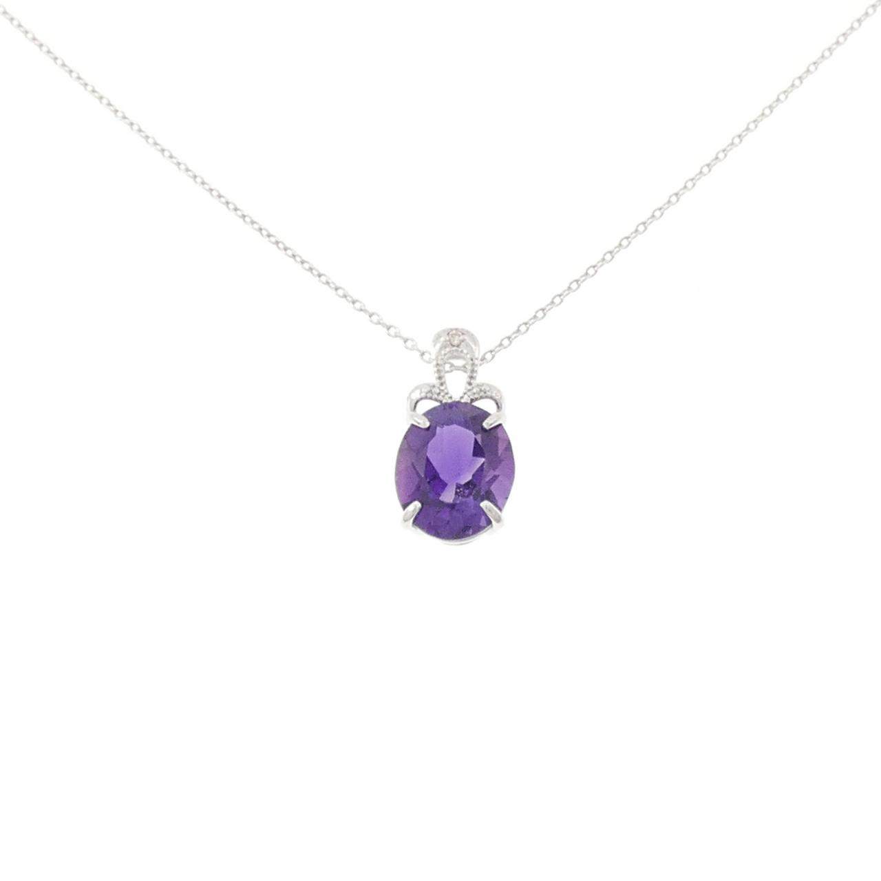 Au750 White Gold Amethyst Diamond Necklace