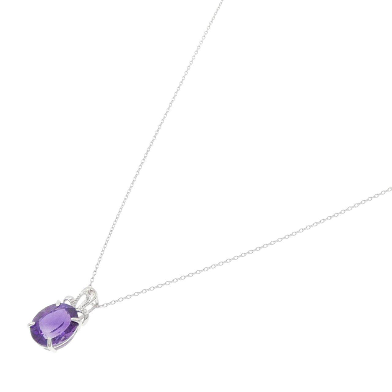 Au750 White Gold Amethyst Diamond Necklace