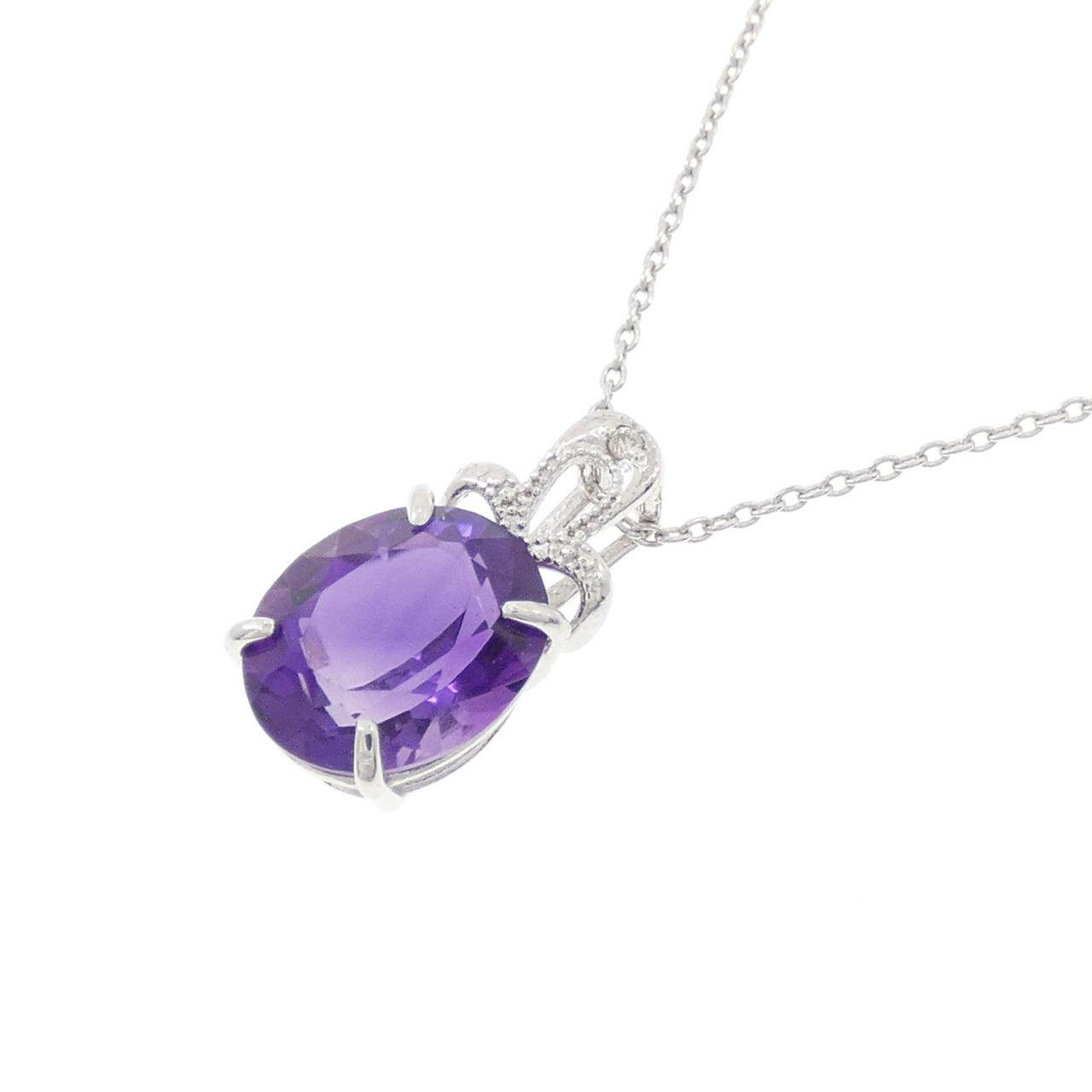 Au750 White Gold Amethyst Diamond Necklace