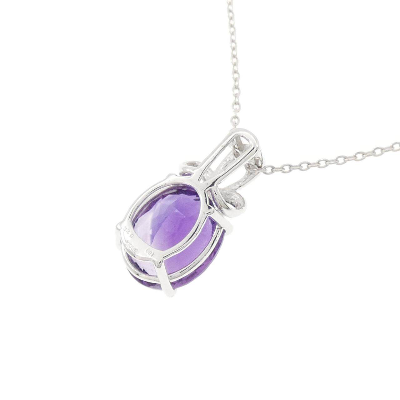 Au750 White Gold Amethyst Diamond Necklace