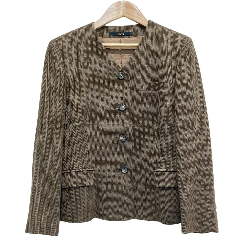 DAKS ヘリンボーン ノー カラー セットアップ