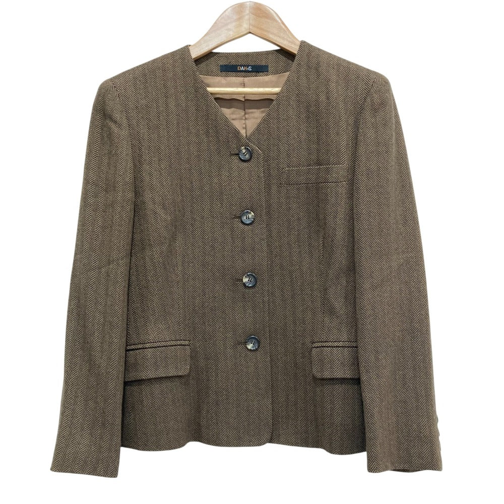 DAKS ヘリンボーン ノー カラー セットアップ