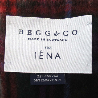Begg & Co ウール アンゴラ チェック フリンジ スカーフ