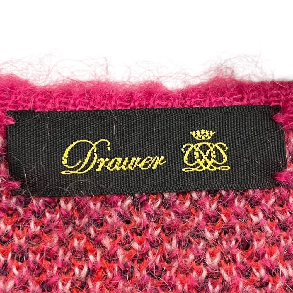 Drawer モヘア チェック ニット ロング カーディガン