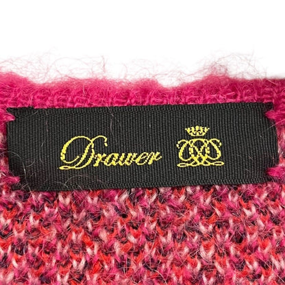 Drawer モヘア チェック ニット ロング カーディガン