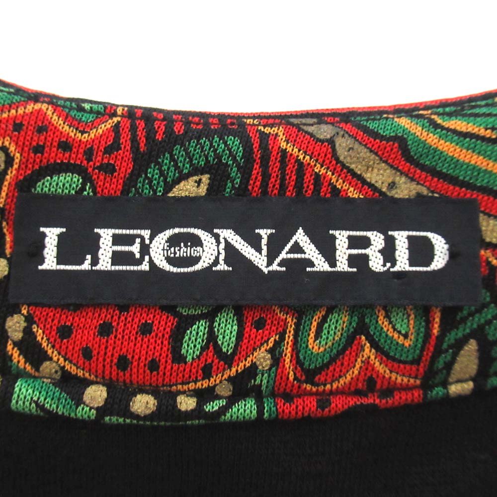 LEONARD シルク ニット ノーカラー ジャケット