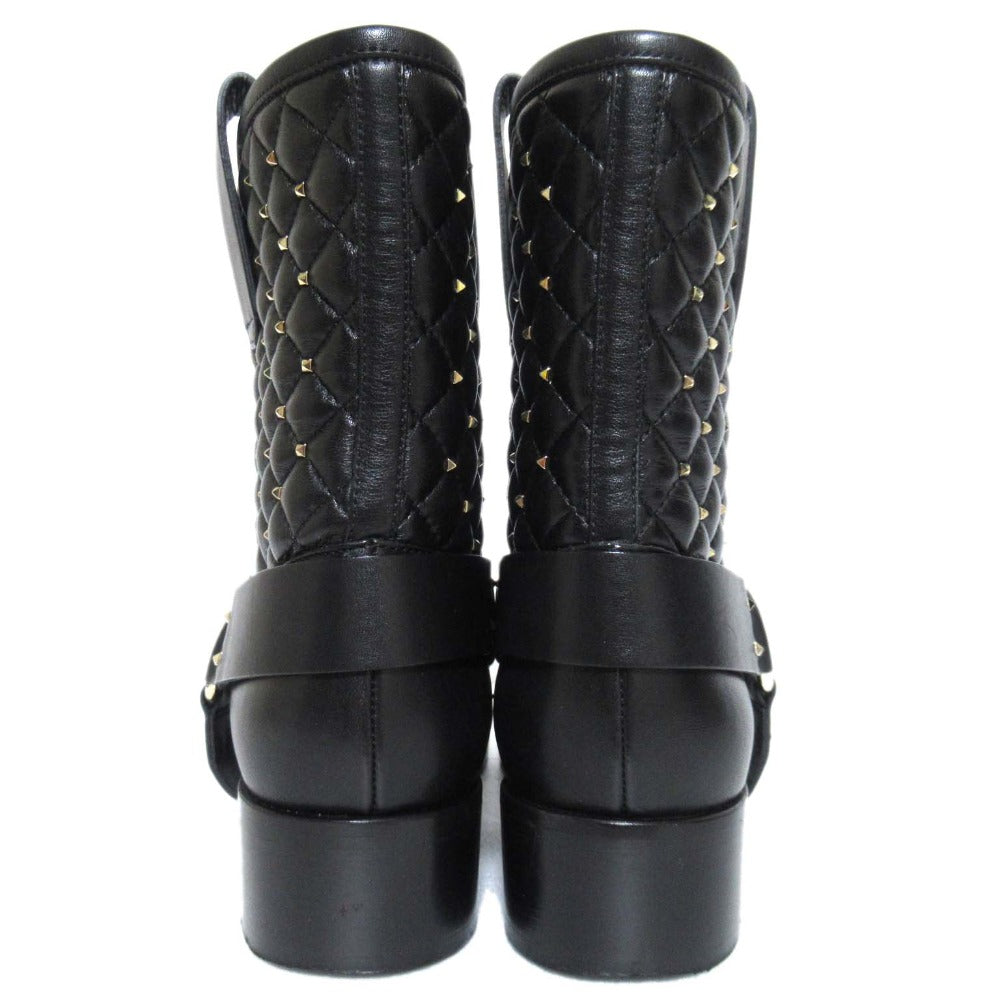 ヴァレンティノ ガラヴァーニ ロックスタッズ キルティング バイカーブーツ