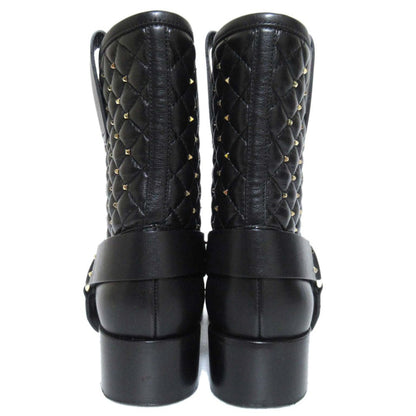 ヴァレンティノ ガラヴァーニ ロックスタッズ キルティング バイカーブーツ