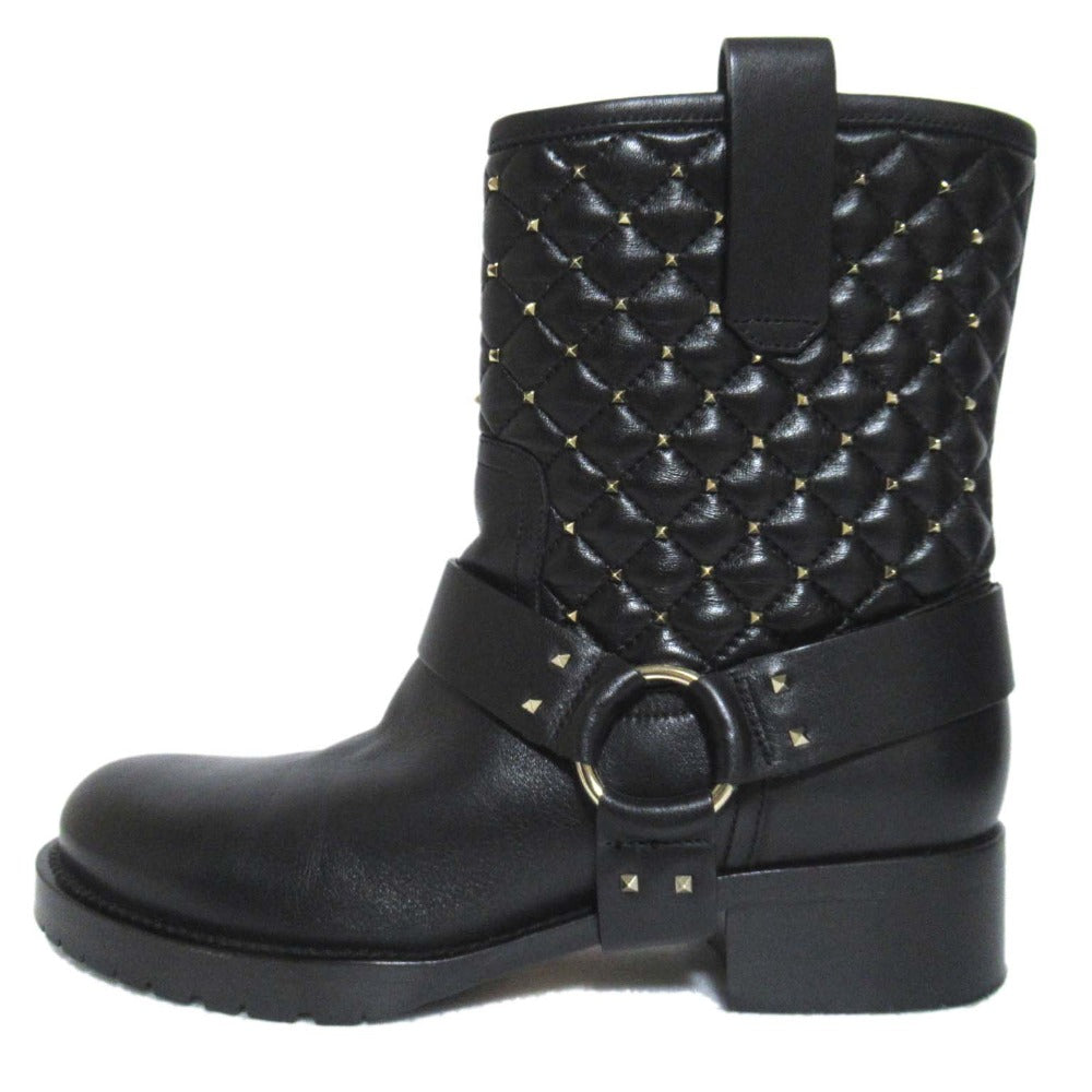 ヴァレンティノ ガラヴァーニ ロックスタッズ キルティング バイカーブーツ