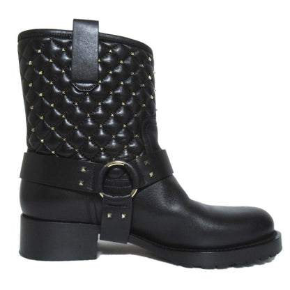 ヴァレンティノ ガラヴァーニ ロックスタッズ キルティング バイカーブーツ