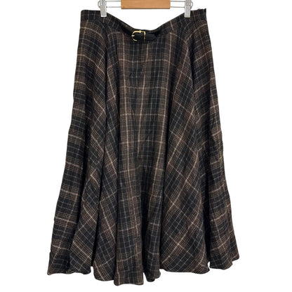 セリーヌ フランネル チェック ミディ スカート