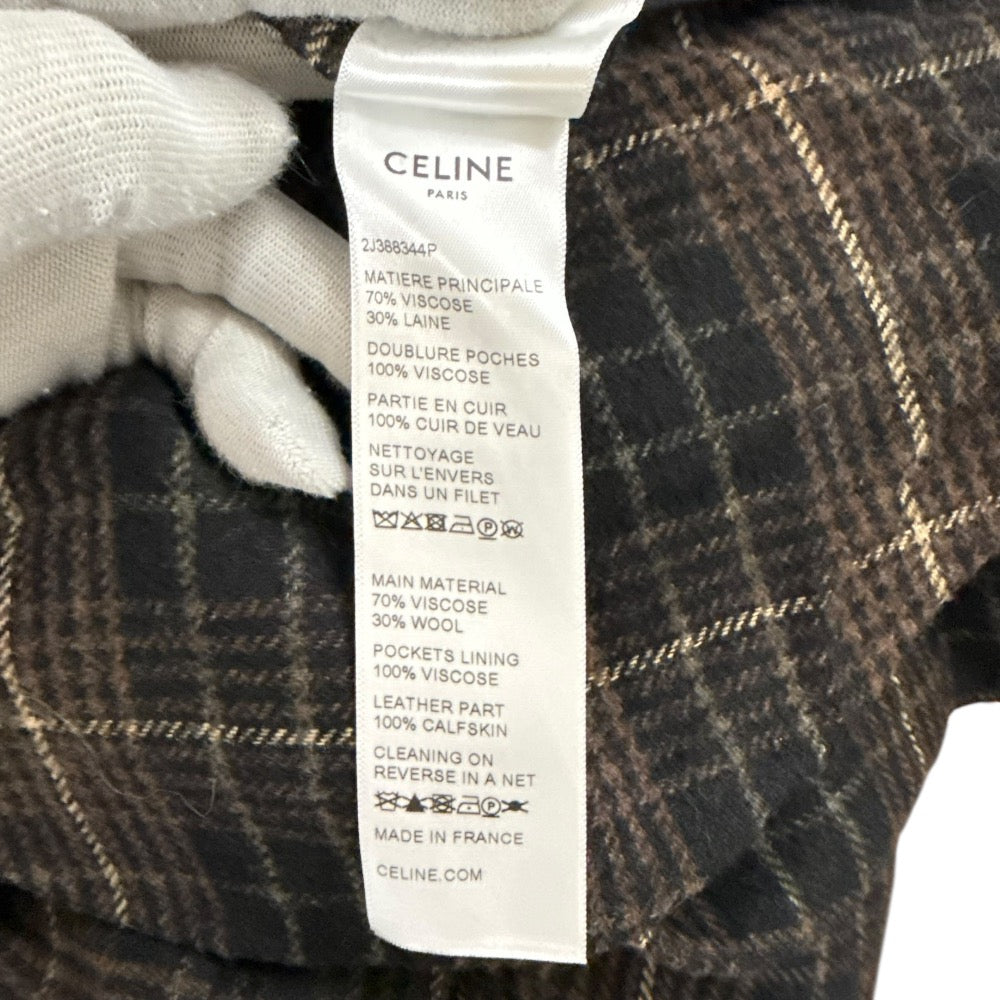 セリーヌ フランネル チェック ミディ スカート