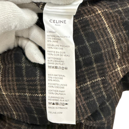 セリーヌ フランネル チェック ミディ スカート