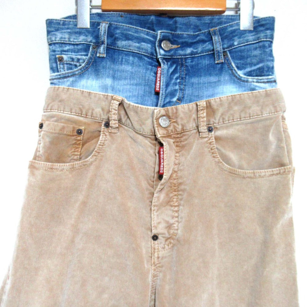 ディースクエアード Twin Pack Jean レイヤードデニムコーデュロイパンツ