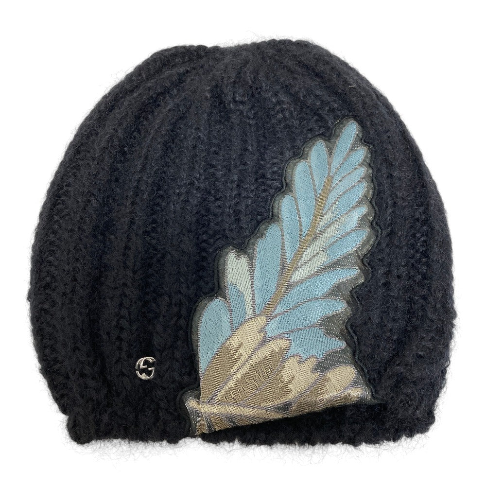 グッチ シルクブレンドモヘア刺繍ニットキャップ