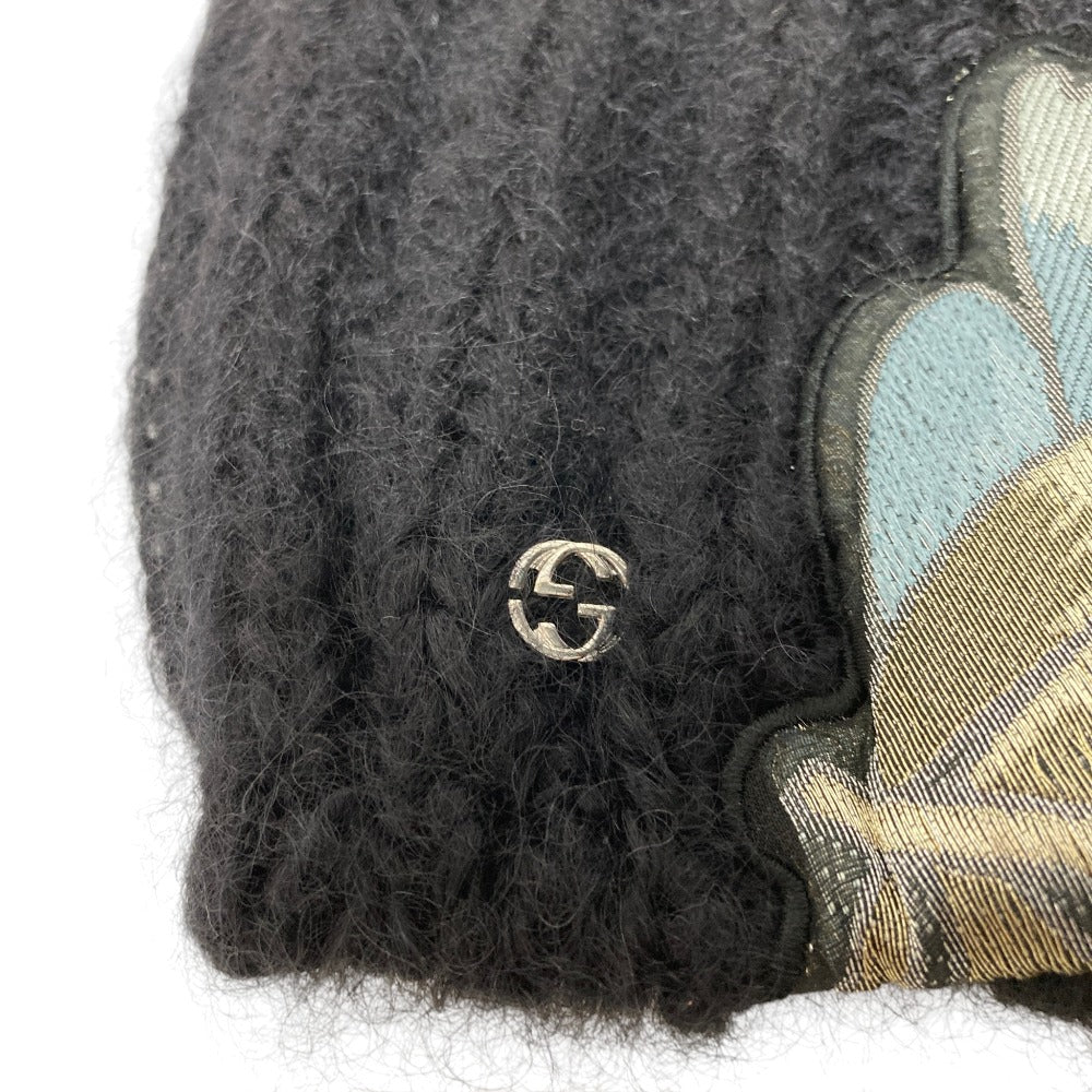 グッチ シルクブレンドモヘア刺繍ニットキャップ