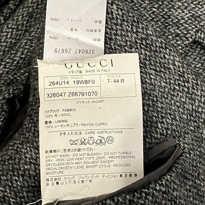 グッチ レザートリム ツイードテーラードジャケット