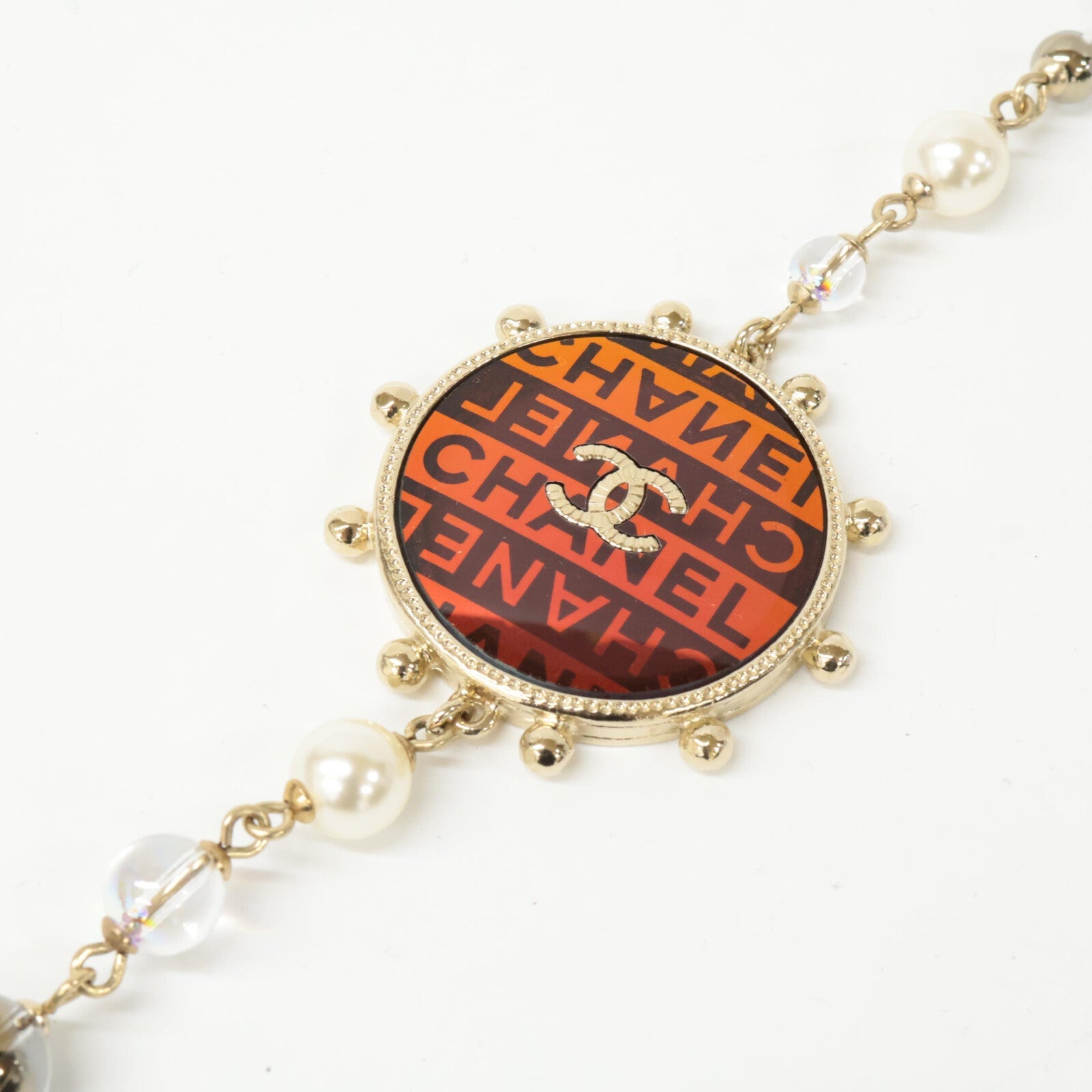 シャネル ココ マーク ラウンド プレート ロング ネックレス