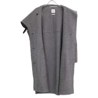エルメス チェック カシミヤ スタンドカラ―コート
