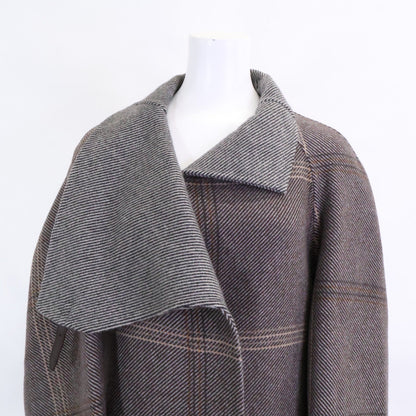 エルメス チェック カシミヤ スタンドカラ―コート