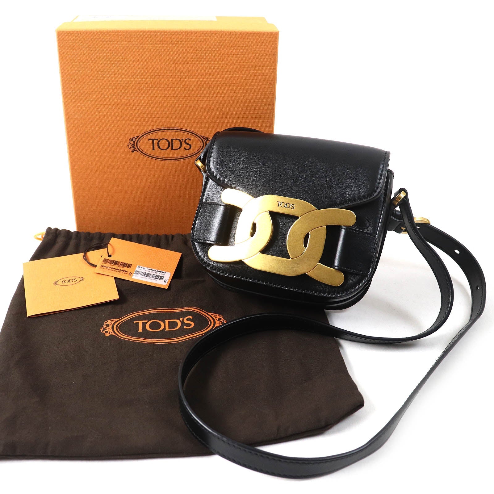 トッズ KATE ミニ ロゴ エンボス レザー ショルダー バッグ