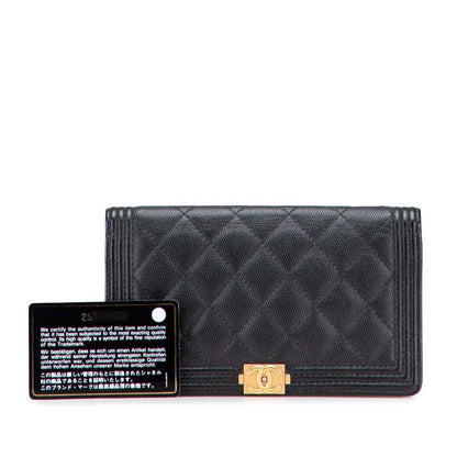 シャネル ボーイ シャネル キャビア ロング財布